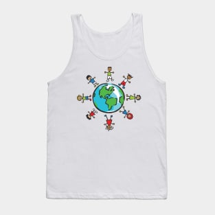 World Populaiton Day Tshirt Kids Are The Future Globe Gift Tank Top